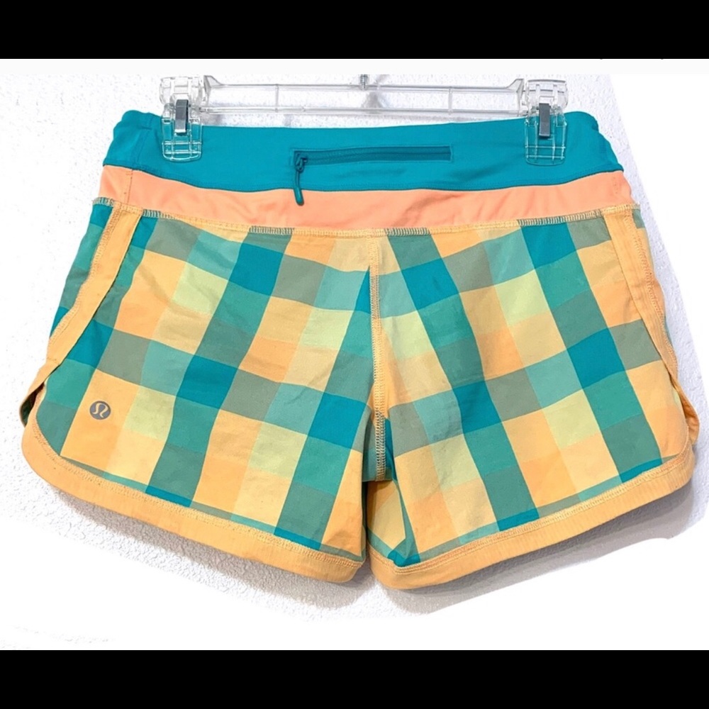 Lululemon Groovy Speed Shorts Plaid orange